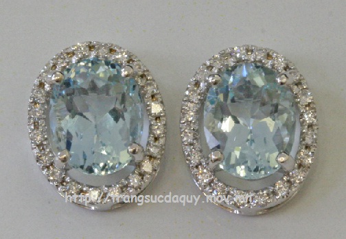 Bông tai đá Aquamarine thiên nhiên - MS: GEAQER012 Bông tai đá Aquamarine thiên nhiên - MS: GEAQER012