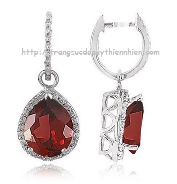 Bông tai đá Garnet đỏ thiên nhiên - MS: GARER021 Bông tai đá Garnet đỏ thiên nhiên - MS: GARER021