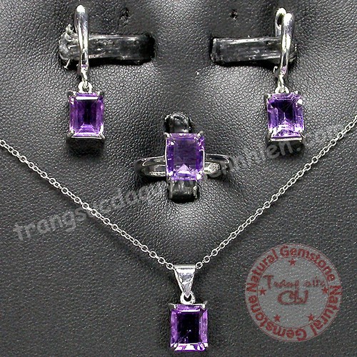 Bộ trang sức đá Amethyst thiên nhiên - MS: AMSET001 Bộ trang sức đá Amethyst thiên nhiên - MS: AMSET001