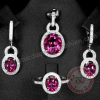 Bộ trang sức đá Garnet Rhodolite thiên nhiên - MS: RHGARSET003