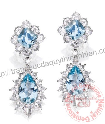 Bông tai đá Aquamarine thiên nhiên - MS: GEAQER015 Bông tai đá Aquamarine thiên nhiên - MS: GEAQER015