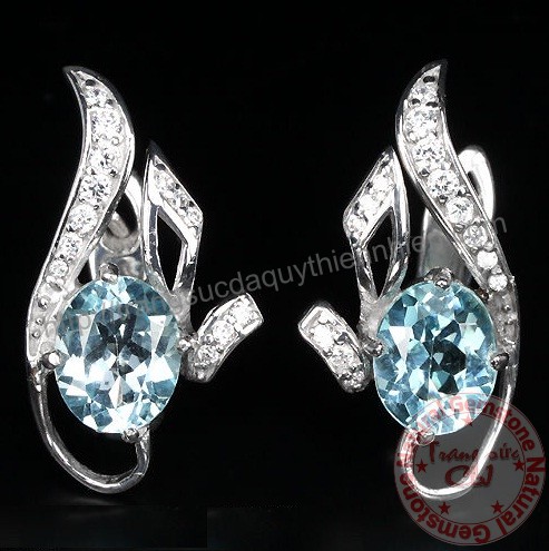 Bông tai đá Aquamarine thiên nhiên - MS: GEAQER017 Bông tai đá Aquamarine thiên nhiên - MS: GEAQER017