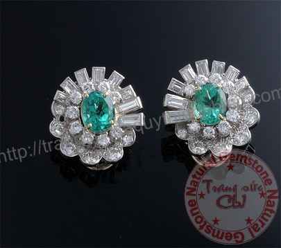 Bông tai đá Emerald thiên nhiên - MS: EMER002 Bông tai đá Emerald thiên nhiên - MS: EMER002