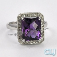 Nhẫn đá Amethyst thiên nhiên - MS : AMRW026