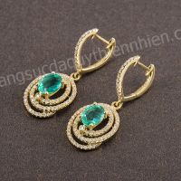 Bông tai đá Emerald thiên nhiên - MS: EMER039