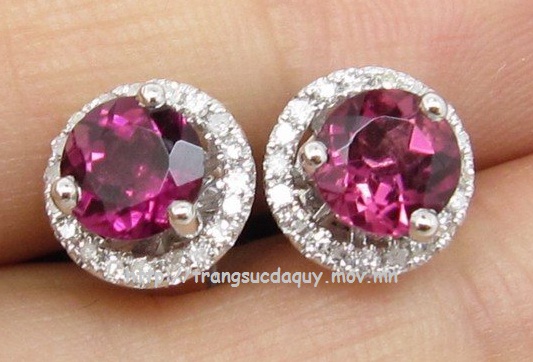 Bông tai đá Garnet Rhodolite thiên nhiên - MS: GARER025 Bông tai đá Garnet Rhodolite thiên nhiên - MS: GARER025