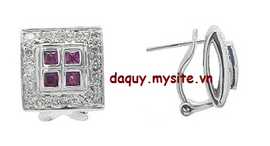 Bông tai đá Ruby tổng hợp - MS: RUER003 Bông tai đá Ruby tổng hợp - MS: RUER003
