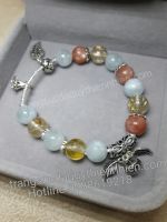 CHUỖI ĐÁ MOONTONE HỒNH CAM,AQUAMARINE,THẠCH ANH TÓC THIÊN NHIÊN + CHARM BẠC CAO CẤP - MS: GEP058