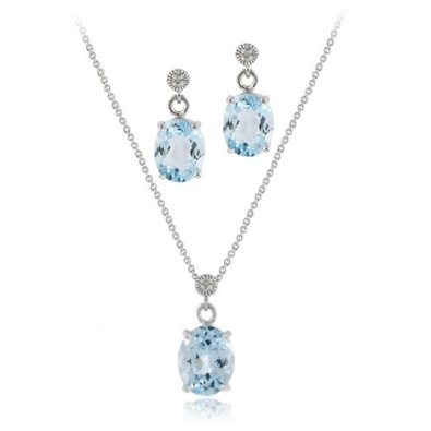 Bộ trang sức đá Aquamarine thiên nhiên - MS: AQSET001 Bộ trang sức đá Aquamarine thiên nhiên - MS: AQSET001
