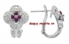 Bông tai đá Ruby tổng hợp - MS: RUER002